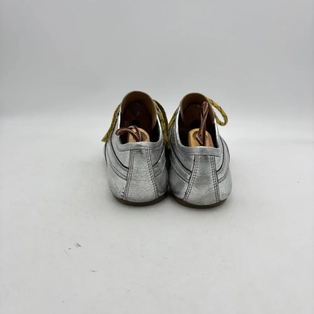 Dries Van Noten Silver Metallic Leather Marathon Men Sneakers EU 43 US 10